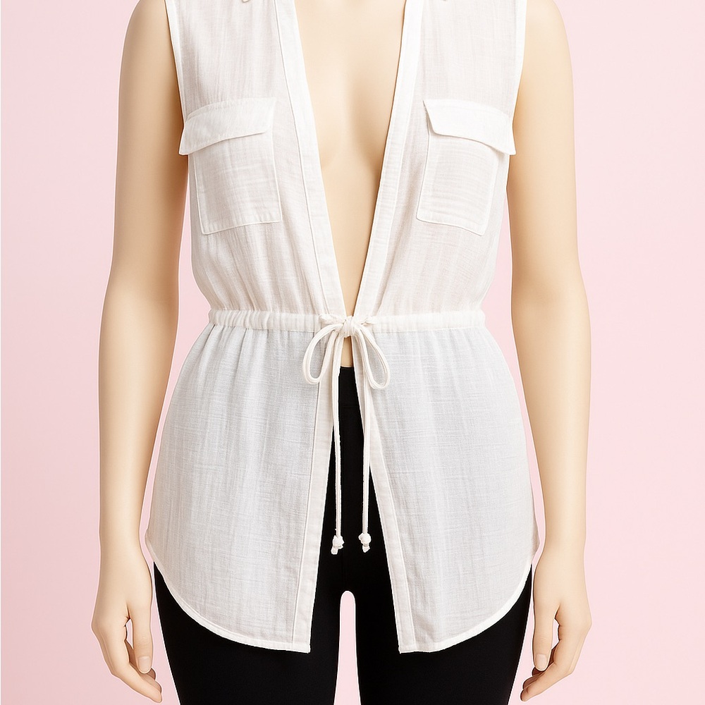 XCVI White Sleeveless Tunic Top